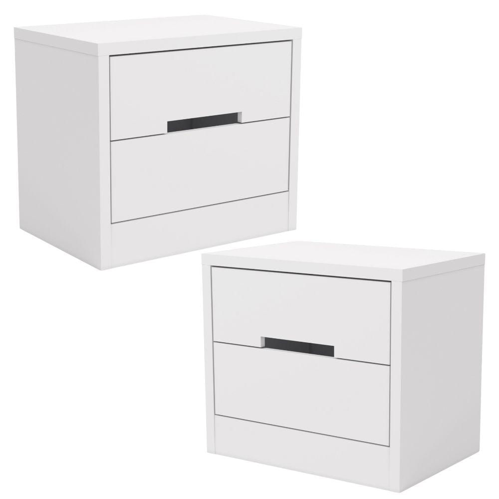 Kit 02 Mesas De Cabeceira 2 Gavetas 54 Cm S822 Branco Kappesberg