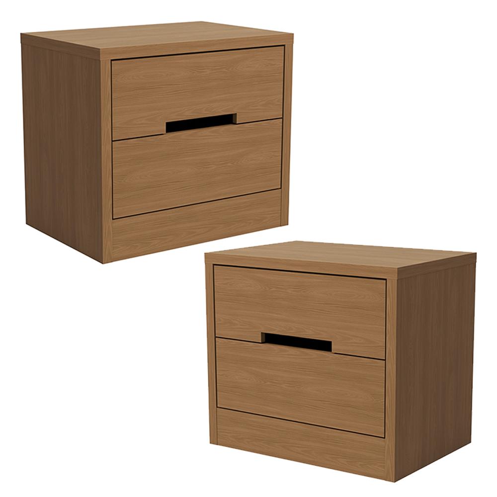 Kit 02 Mesas De Cabeceira 2 Gavetas 54 Cm S822 Canela Kappesberg