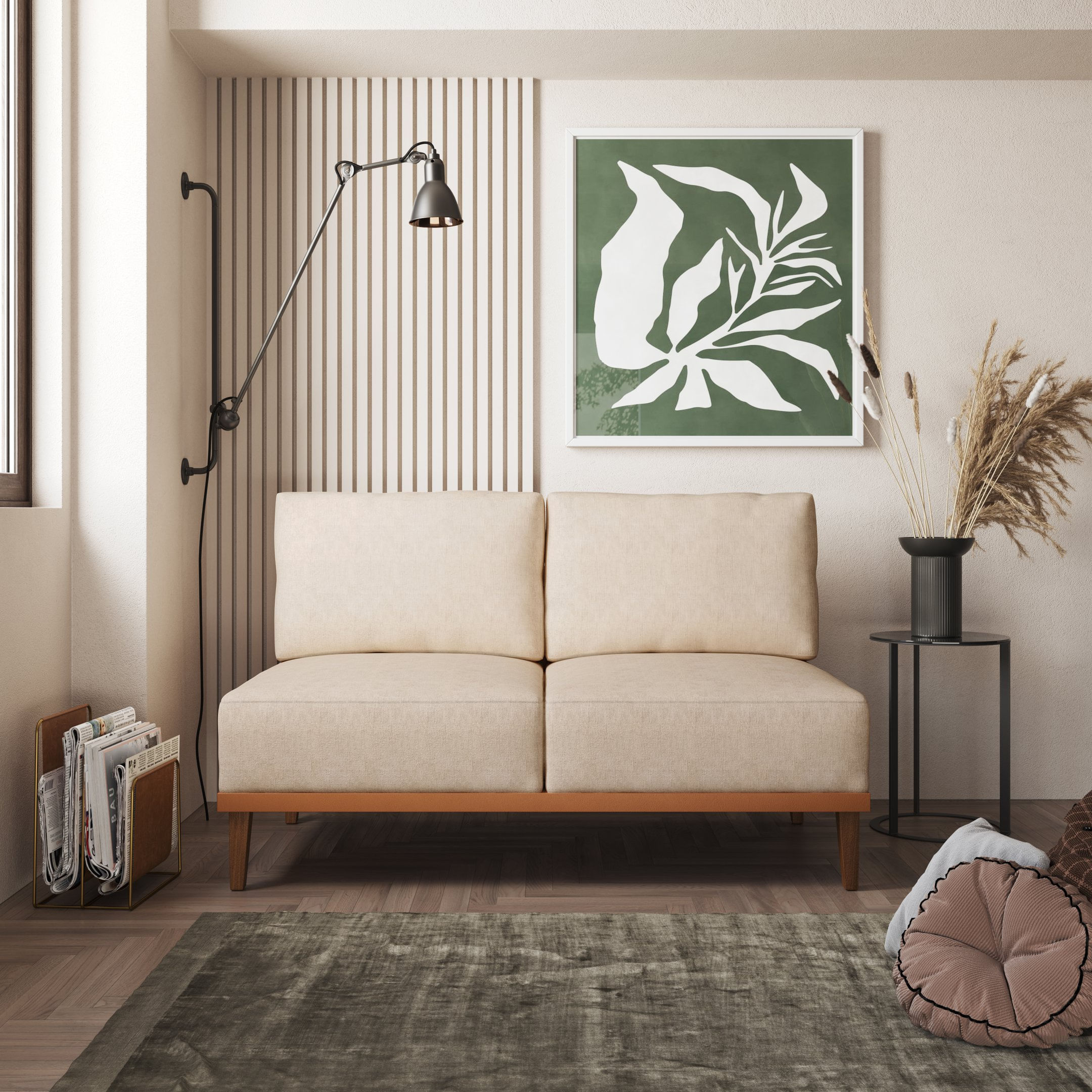 Sofá 2 Lugares Boreal Cabecasa Madeiramadeira Bege