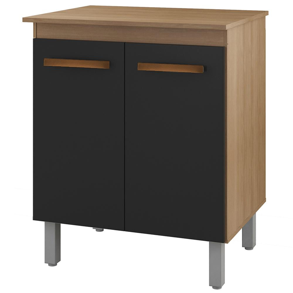 Balcao Multiuso 2 Portas 75 Cm Serena Savana Preto Mobbs