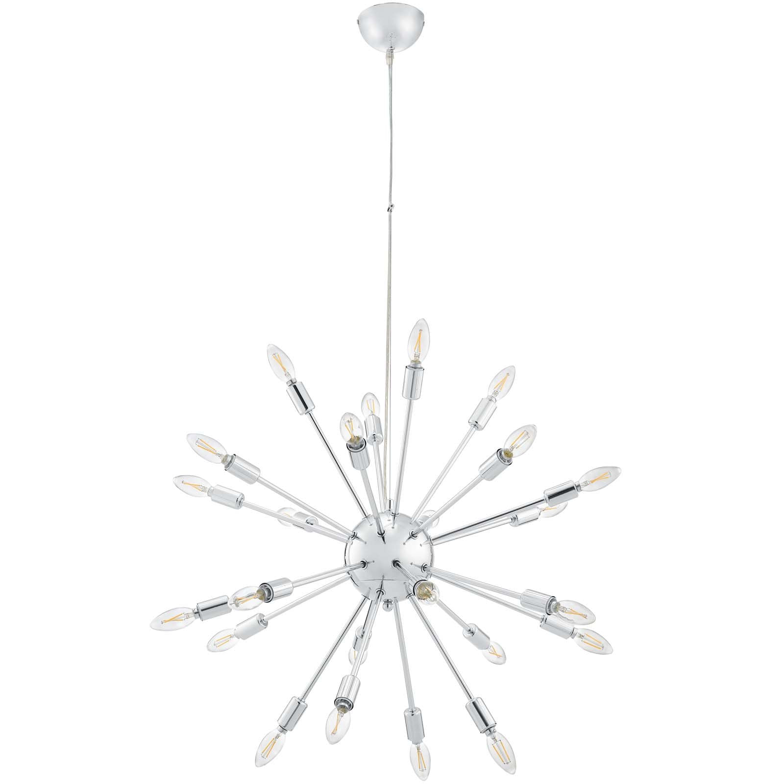 Luminária Modway Gamut Silver Pendant Lustre 74x74x100cm