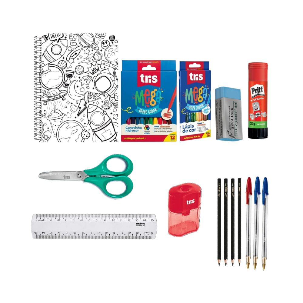Kit Escolar Fundamental - Itens Básicos Para O Dia A Dia