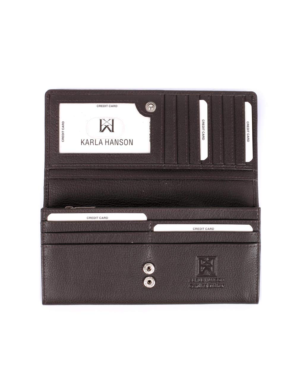 Cartera Bifold Para Mujer Karla Hanson En Cuero Espresso Con Protección Rfid