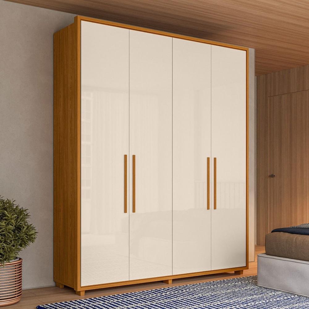Guarda Roupa Casal 4 Portas Com Pés Em Mdf Greco Madetec