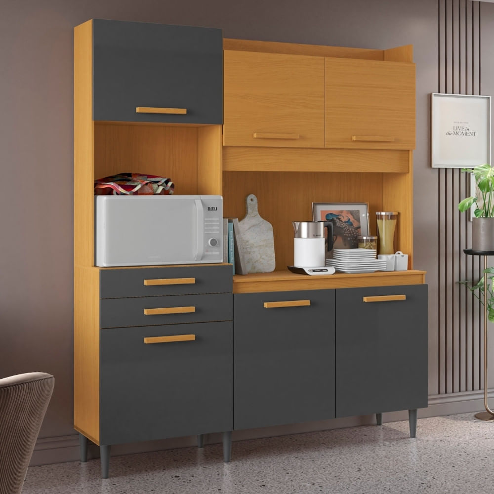 Cozinha Compacta 6 Portas 2 Gavetas Com Tampo Selena Aramóveis