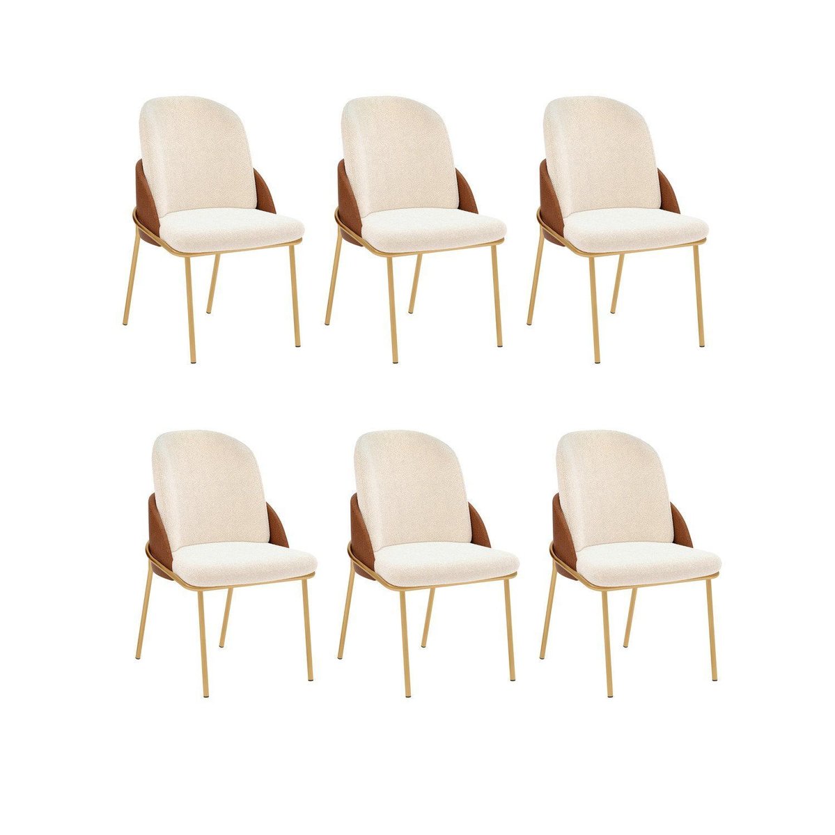 Conjunto Para Sala De Jantar Com 6 Cadeiras Vitta Dourado/terracota/ Pérola