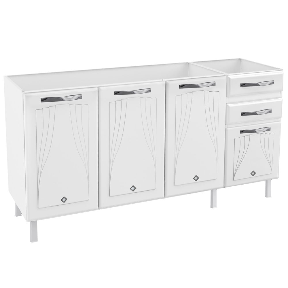 Balcão De Pia 4 Portas 2 Gavetas 160cm Sem Pia Star New Telasul