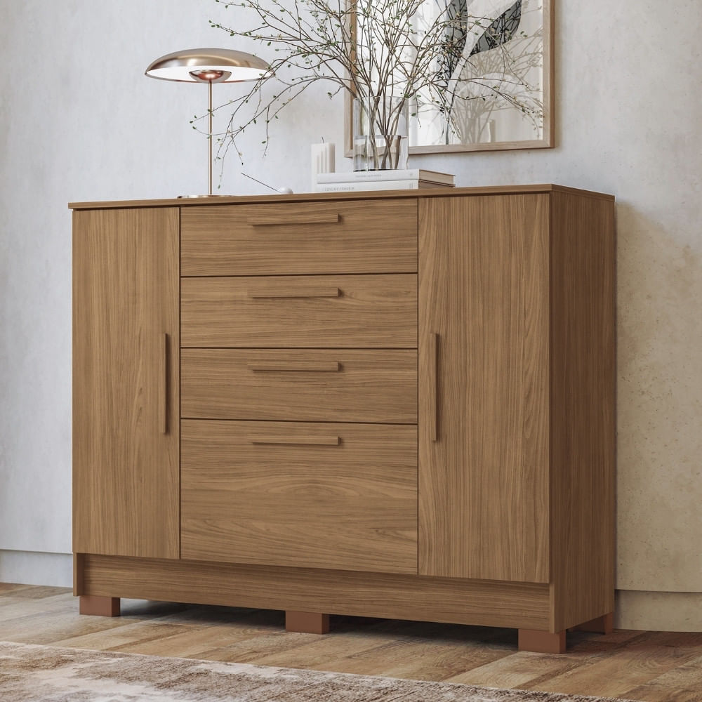 Cômoda 4 Gavetas 2 Portas Com Pés Pinhais 2.4 Santos Andirá