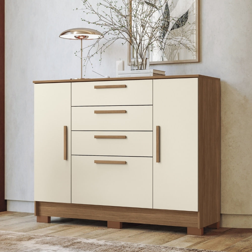 Cômoda 4 Gavetas 2 Portas Com Pés Pinhais 2.4 Santos Andirá