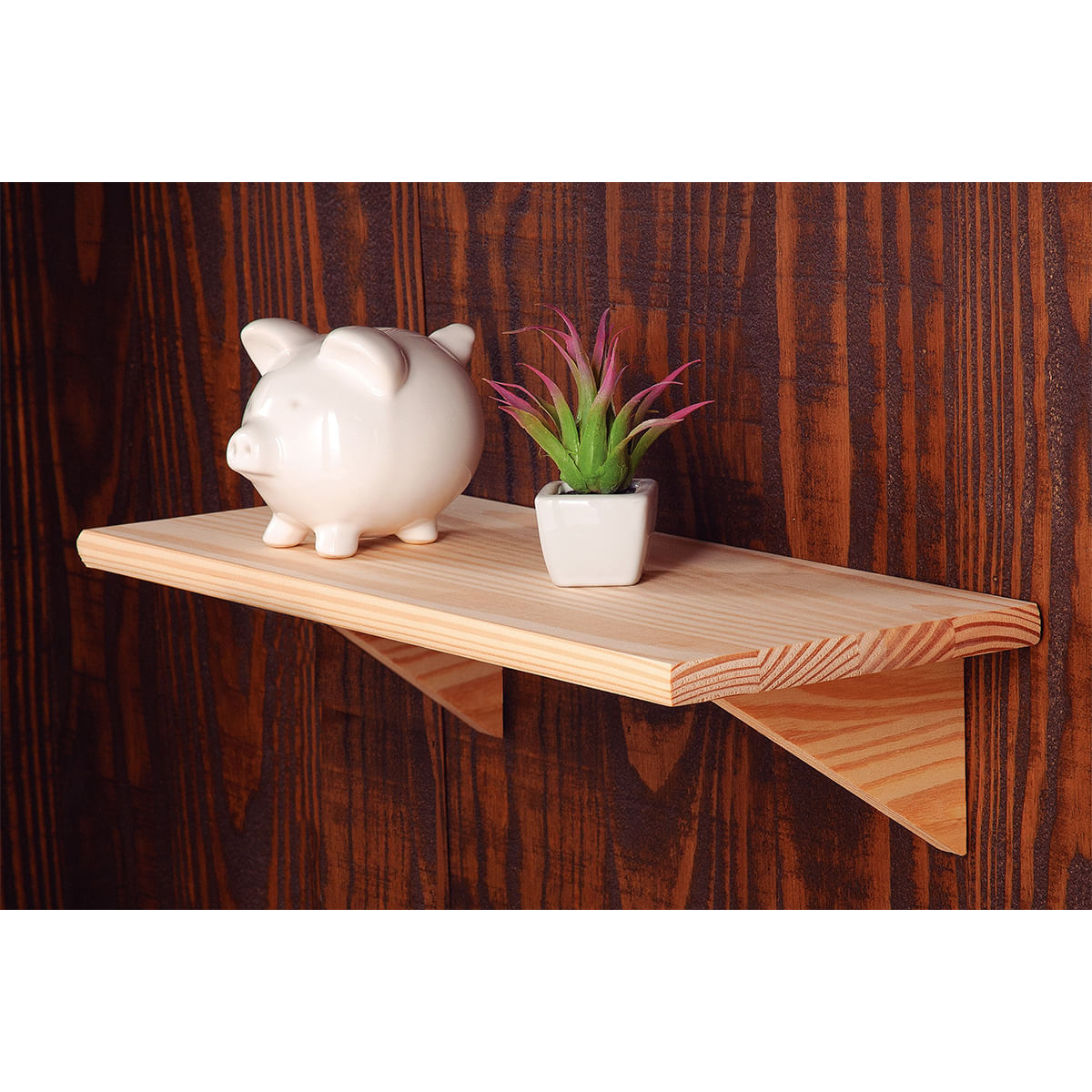 Prateleira Com Suporte Em Madeira Tramontina Natural 50x19x1,8 Cm Tramontina