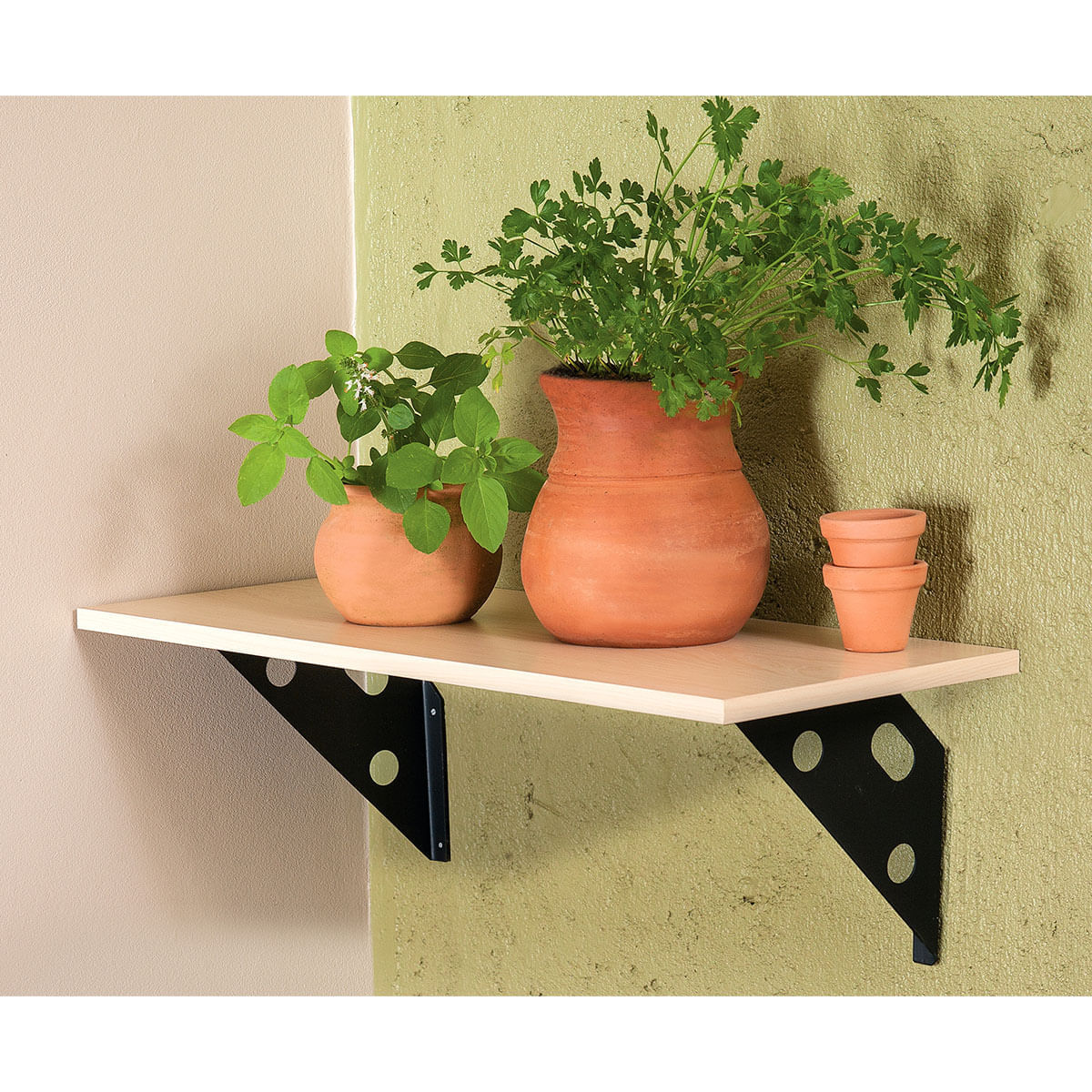 Prateleira Em Madeira Maple 40x25x1,5 Cm Com Suporte Metálico Preto Tramontina Tramontina