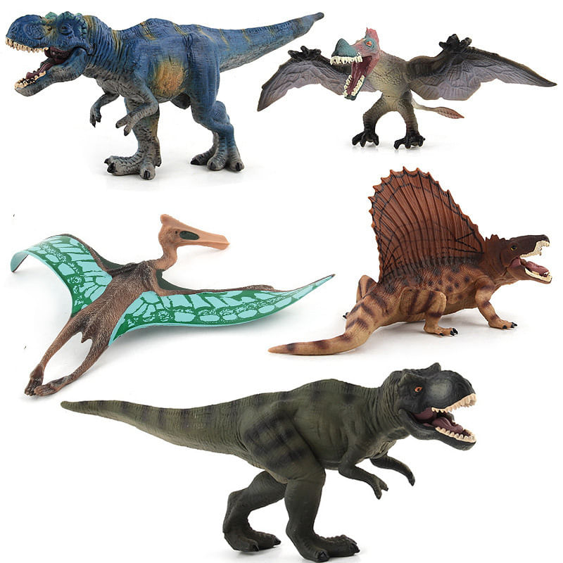 Conjunto Realista De Figuras De Dinossauros Jurassic, 5 Unidades De T-rex E Pteranodon