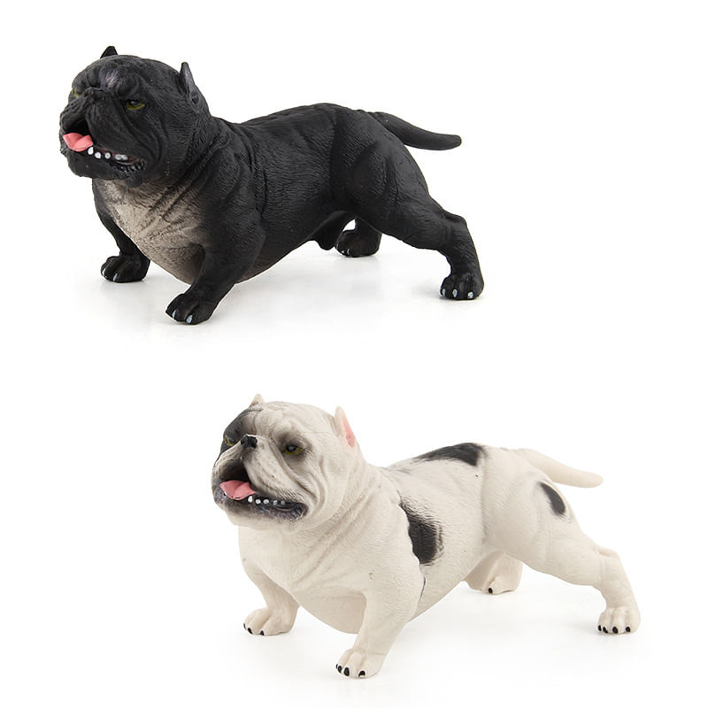 Conjunto De Bonecos Realistic Bulldog, 2 Peças, Plástico Pvc, Decoração Infantil