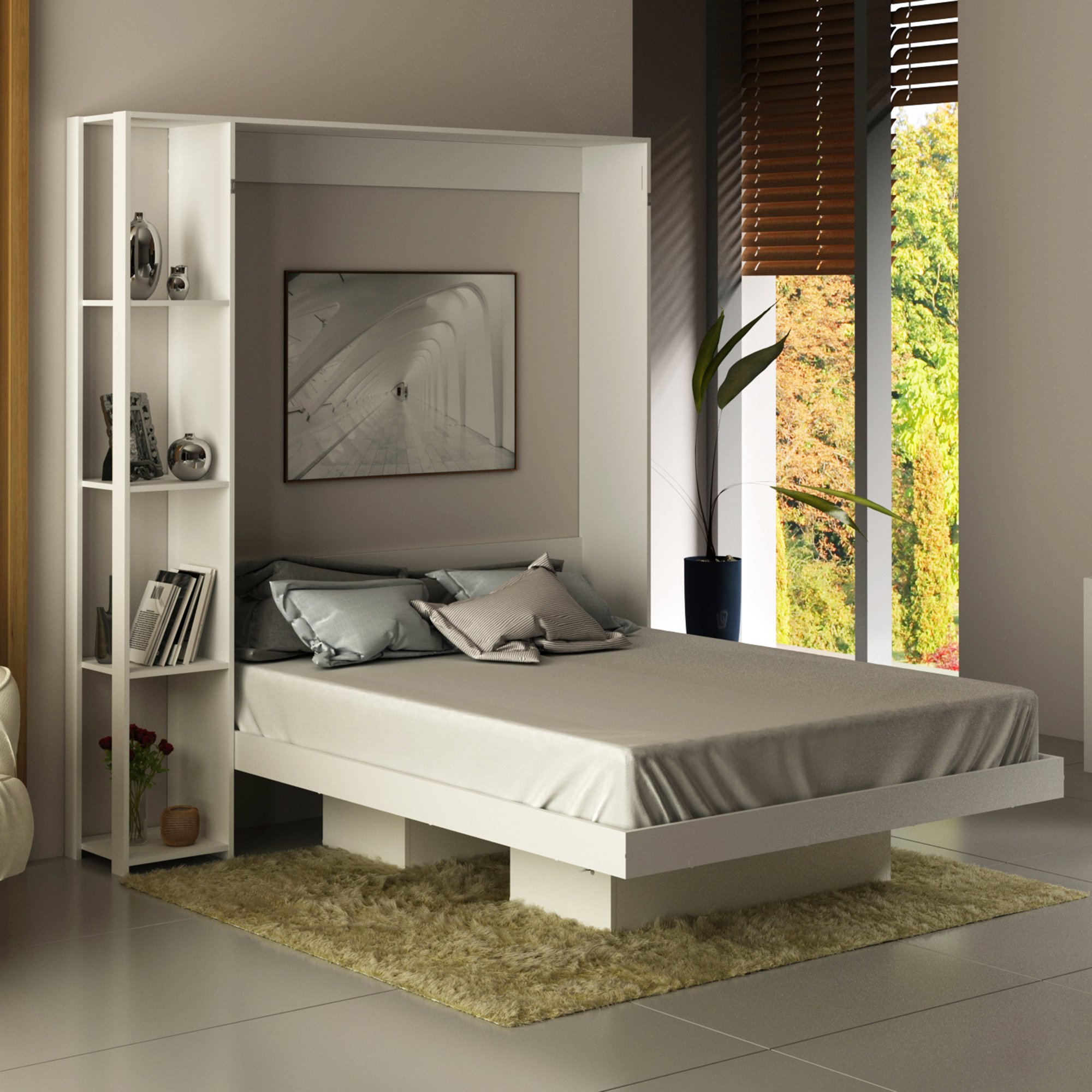 Cama Articulada De Casal 4 Prateleiras 2 Nichos 178,5x193cm Cm8014 Tecnomobili Branco
