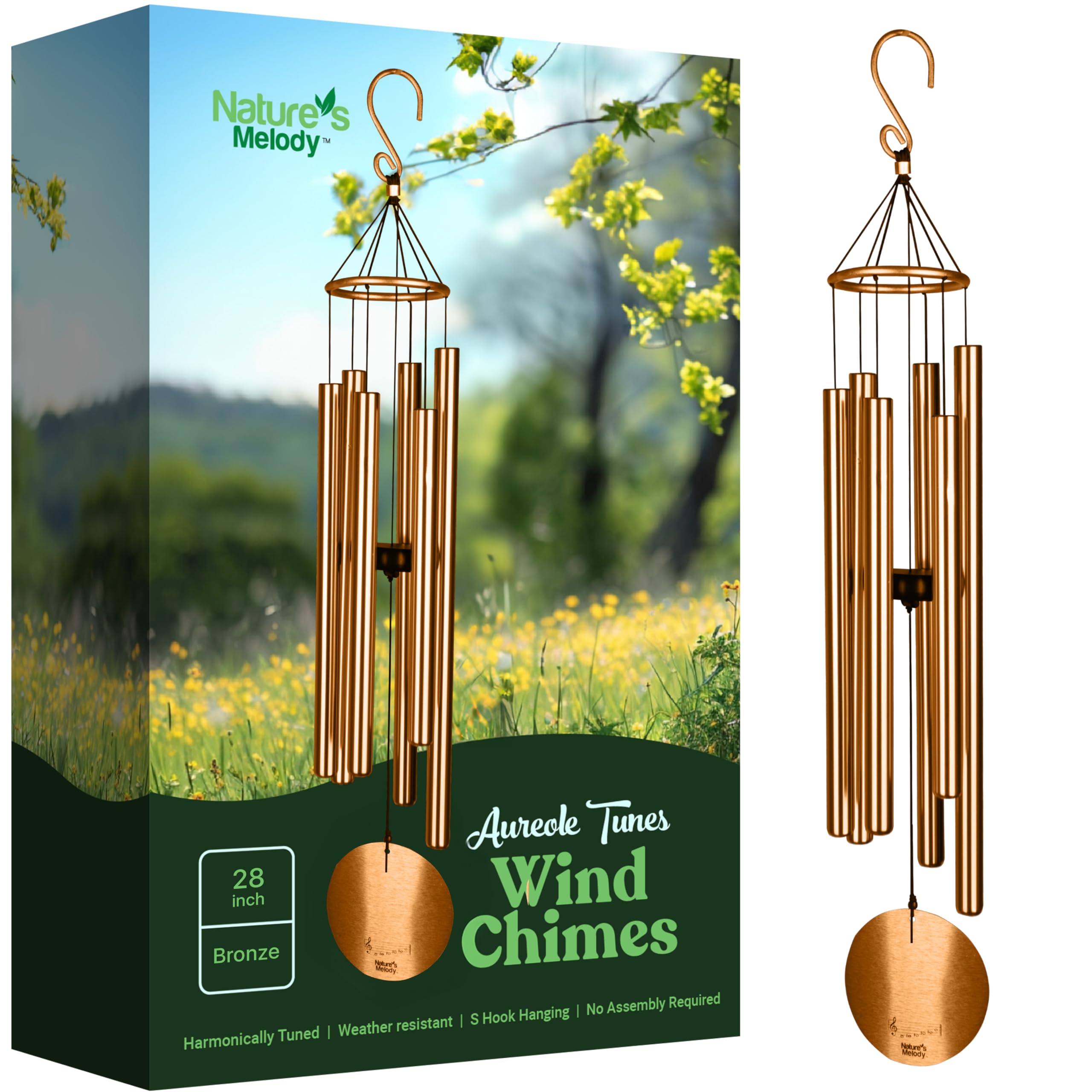 Wind Chimes Nature's Melody Aureole Tunes 6 Tubos De Alumínio