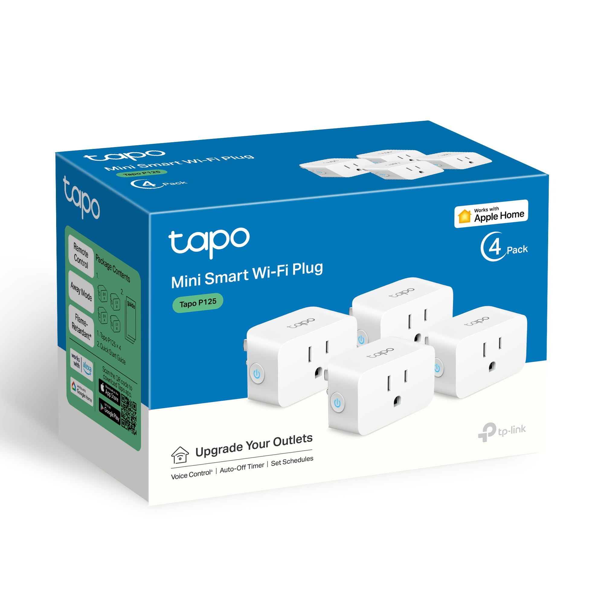 Conector Inteligente Tp-link Tapo P125 Apple Homekit 15a/1800w Branco, Pacote Com 4