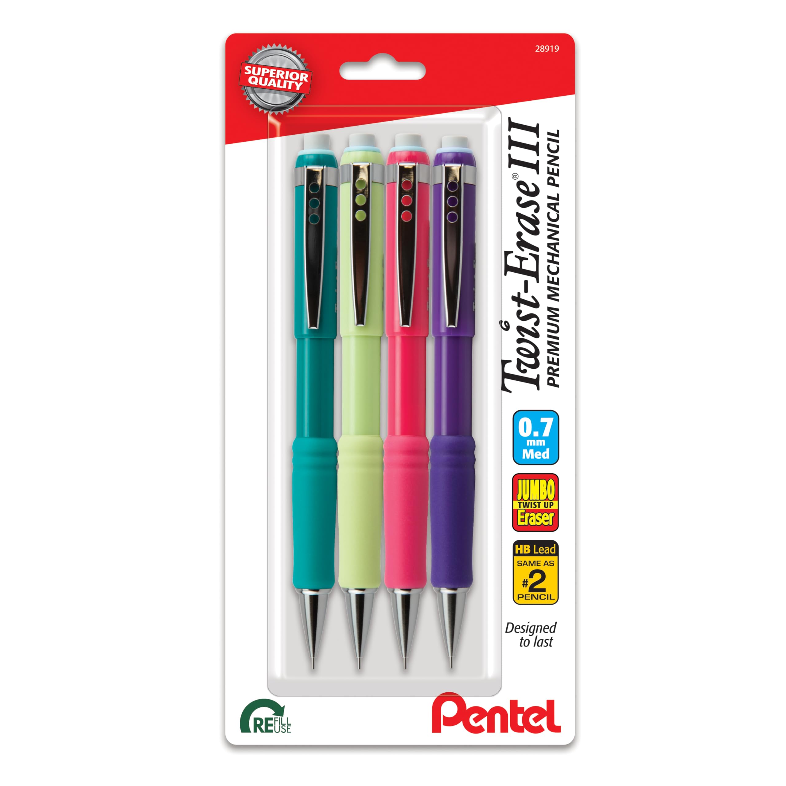 Lápis Mecânico Pentel Twist-erase Iii 0,7 Mm Pacote Com 4