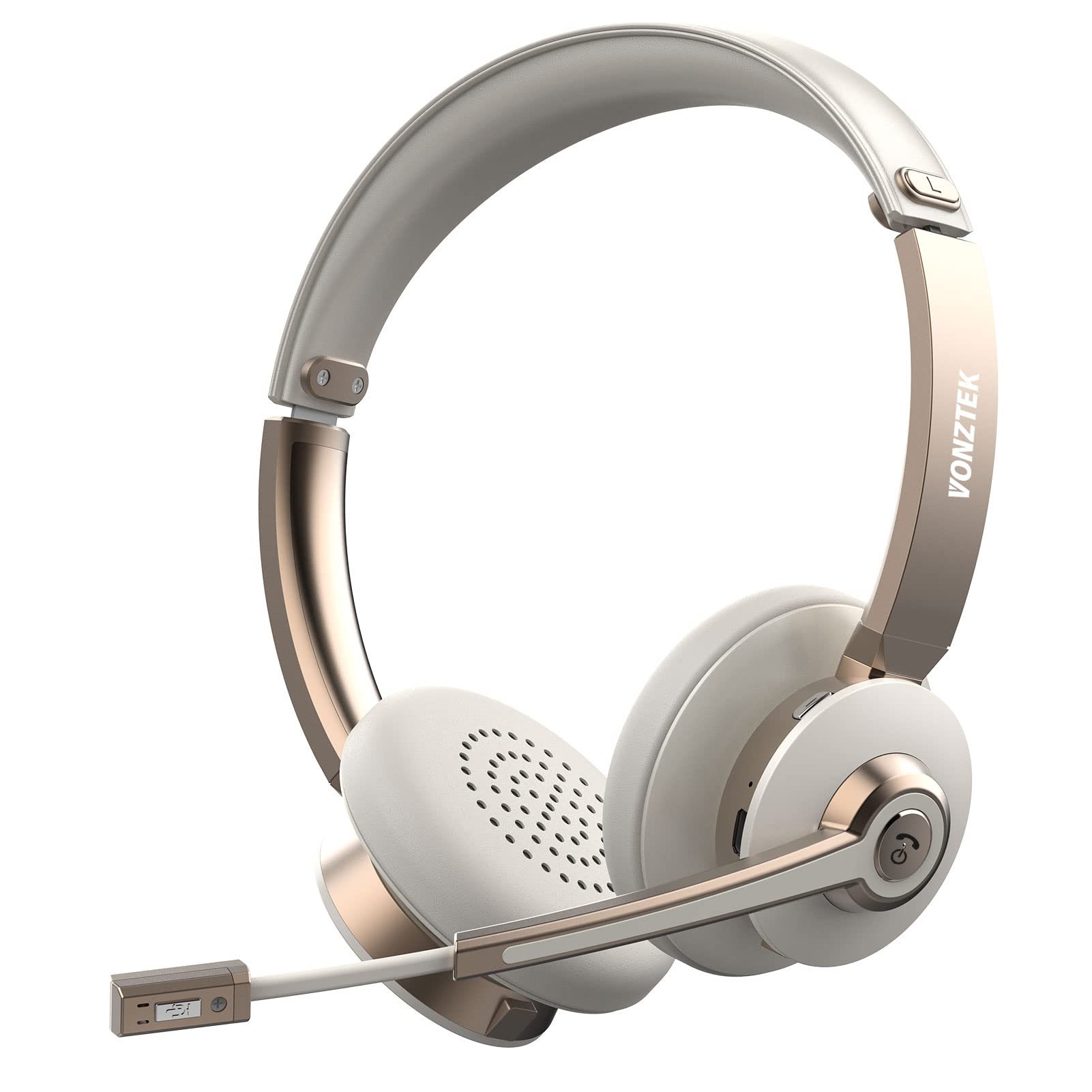 Fone De Ouvido Bluetooth Vonztek Wireless Com Microfone 26hrs Talktime Gold