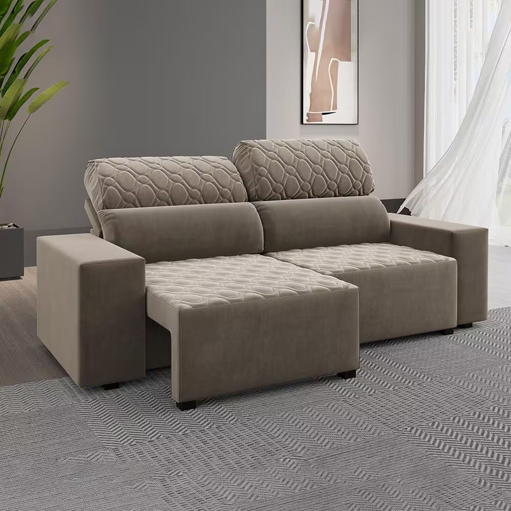 Sofá 3 Lugares Venetto Retrátil Reclinável 2 Metros Veludo Viero