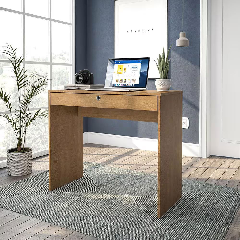 Mesa Escrivaninha Conquista 1 Gaveta Mdp Compacta Corrediça Metálica Pintura Uv Politorno