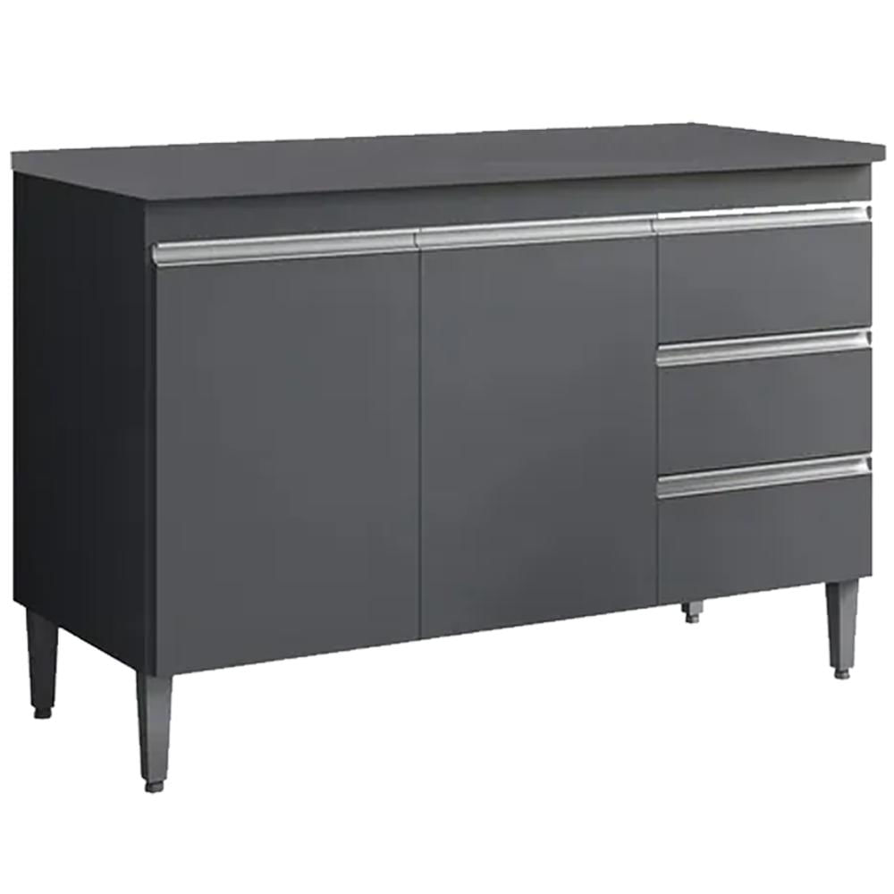 Balcao Com Tampo 2 Pt 3 G 100 Cm Andreia Cinza Reajl Moveis