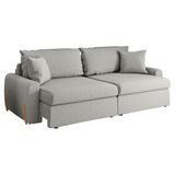 Sofá Cama Retrátil 4 Lugares 2,36m Com Almofadas Linho Baltik Cinza