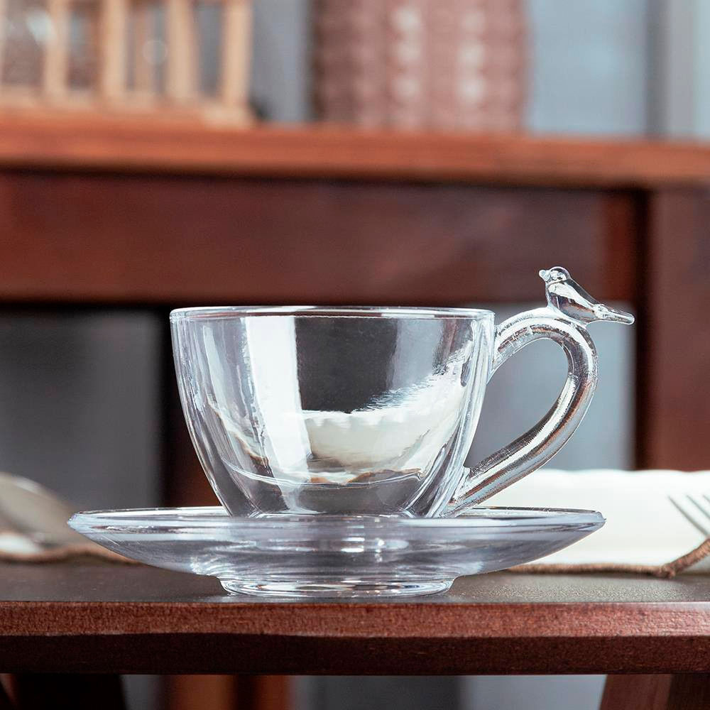 Conjunto 4 Xícaras De Café Bird 80ml Com Pires Wolff