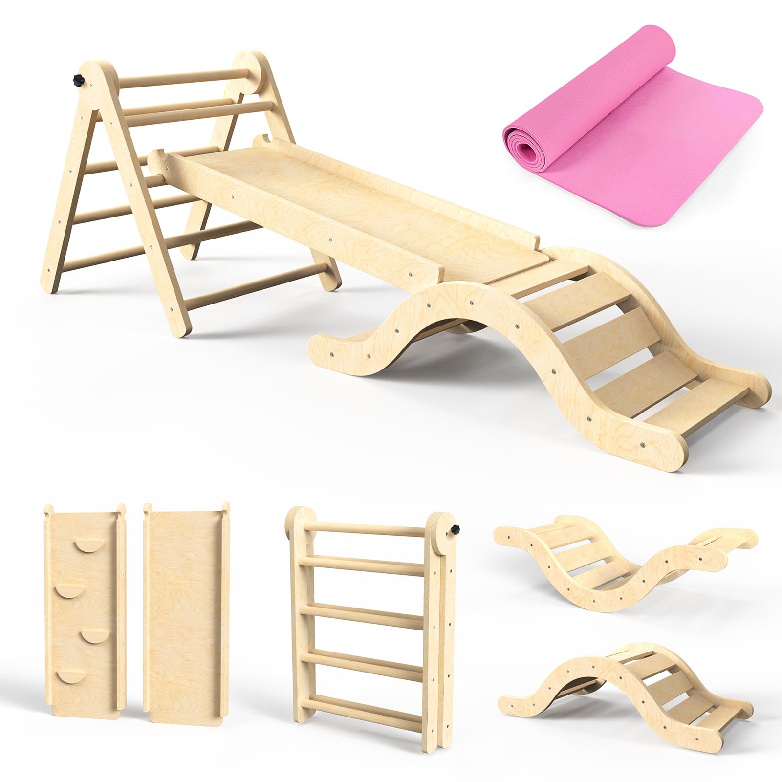 Conjunto De Triângulos Pikler, Brinquedos De Escalada Para Crianças Com Arco, Rampa E Escada