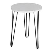 Mesa Apoio Redonda Tampo Branco Mdf 45Cm Pé Ferro Metal