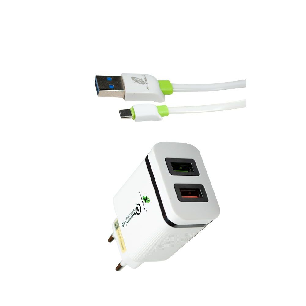 CARREGADOR ULTRA RÁPIDO TURBO DE PAREDE COM 2 USB 3.0 4.1A 18W INTELIGENTE NÃO VICIA A BATERIA + CABO USB TIPO C SAMSUNG MOTOROLA XIAOMI LG