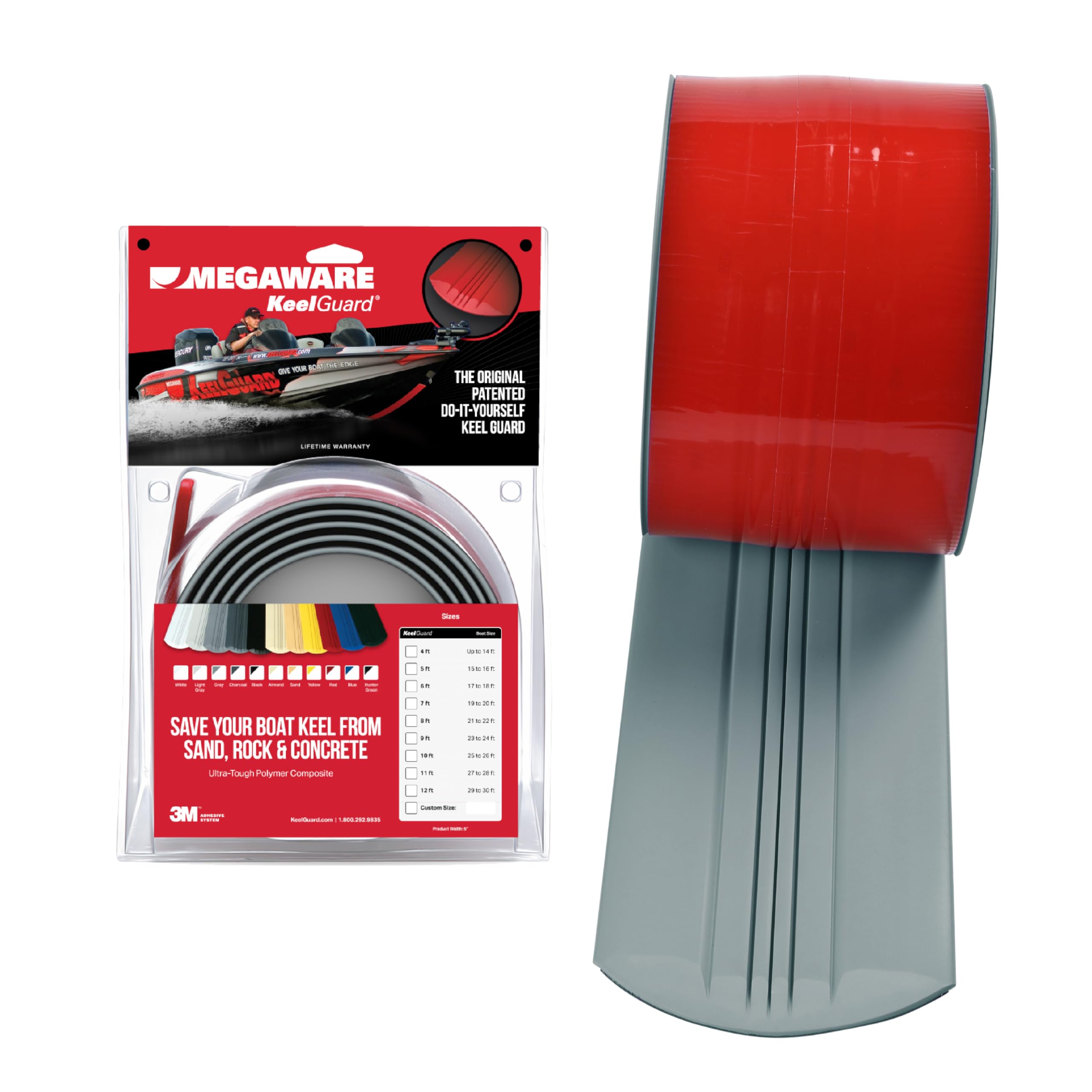 Boat Keel Guard Megaware, Autoadesivo Diy, 12 Tamanhos, Cinza