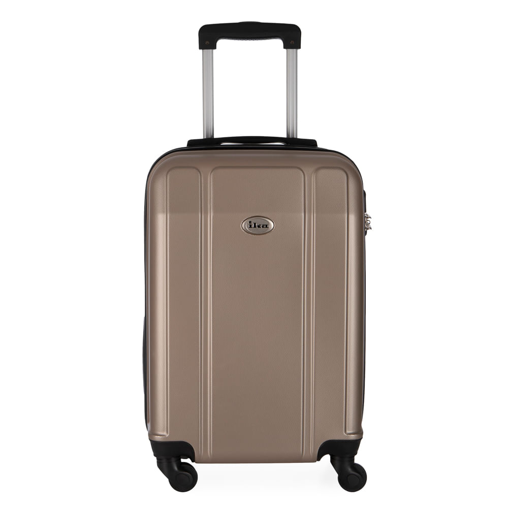 Reembalado: Mala De Bordo Abs Para Viagem Ika Continental Cadeado Embutido Rodas Giro 360 Champagne