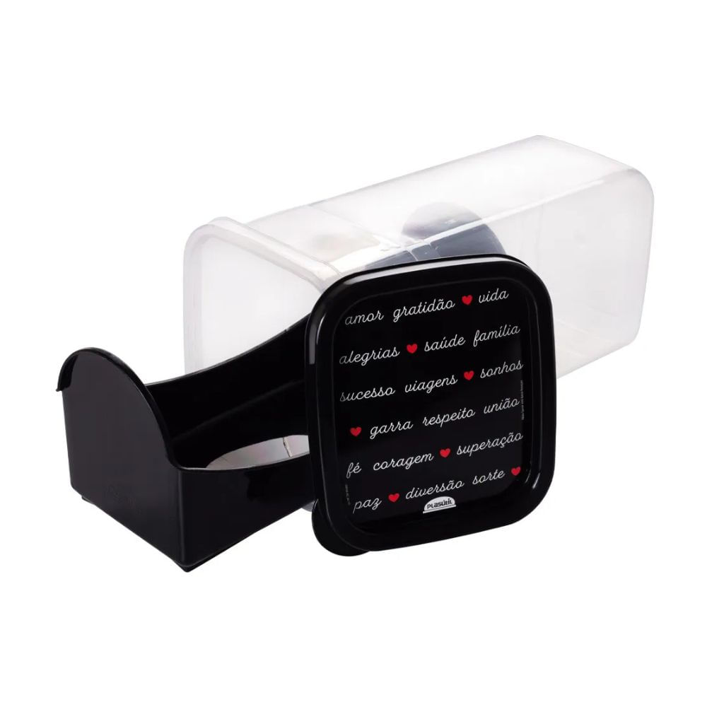 Kit 2 Potes Para Torrada e Pão de Forma Decorado Preto Plasútil 5606/5610