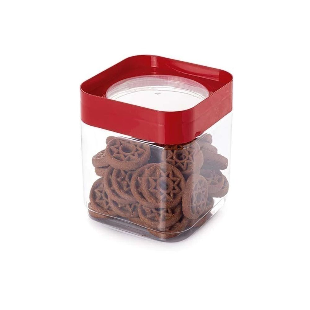 Pote Plug Quadrado 1,28 Litros Tampa Vermelha Plasutil - 12935