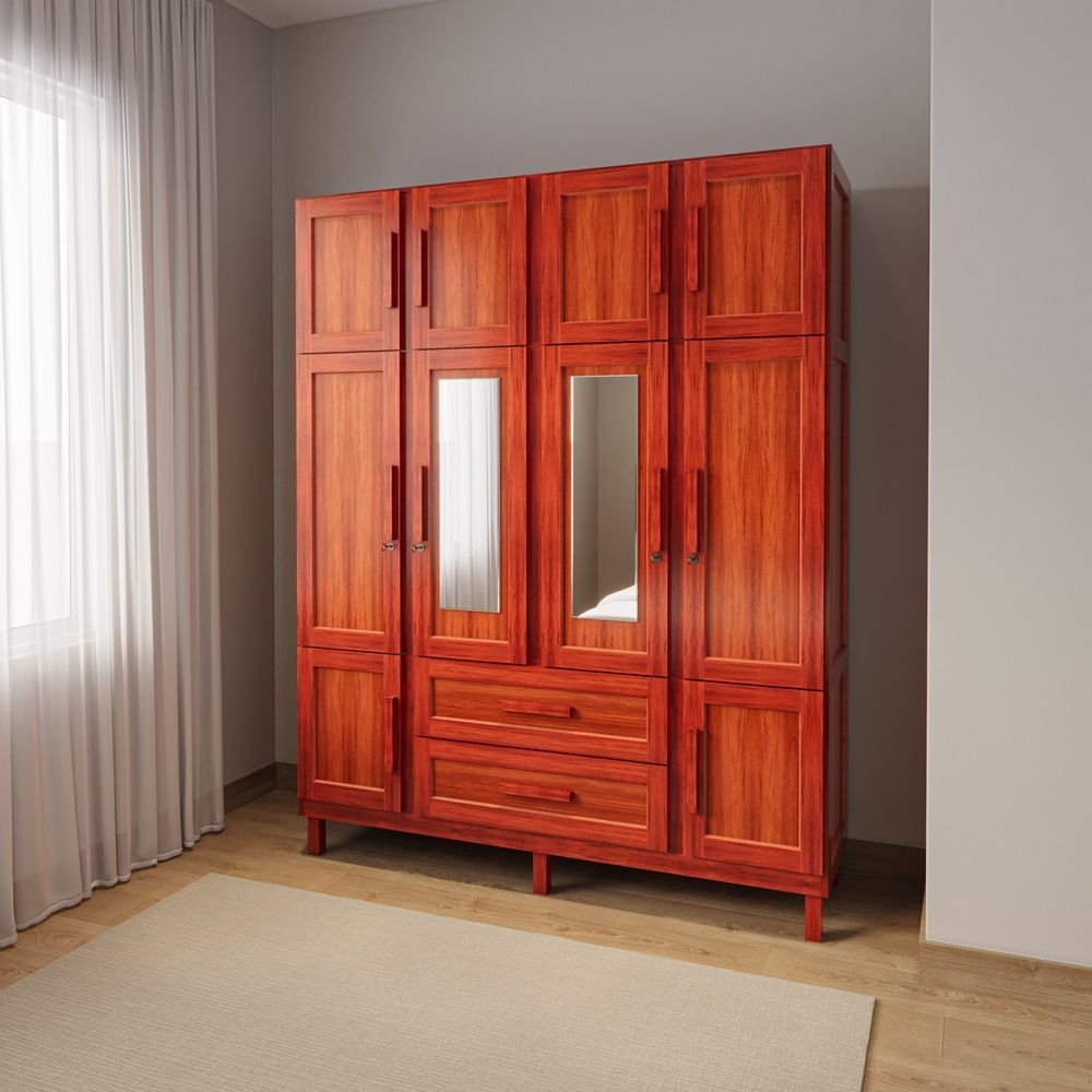 Guarda-roupa Casal Com Espelho 10 Portas 2 Gavetas Maceió Mel