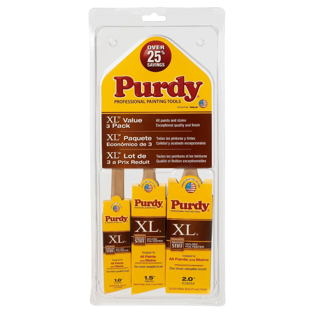 Pincel De Pintura Purdy 140853100 Xl, Pacote Com 3, 1-2-3 Polegadas