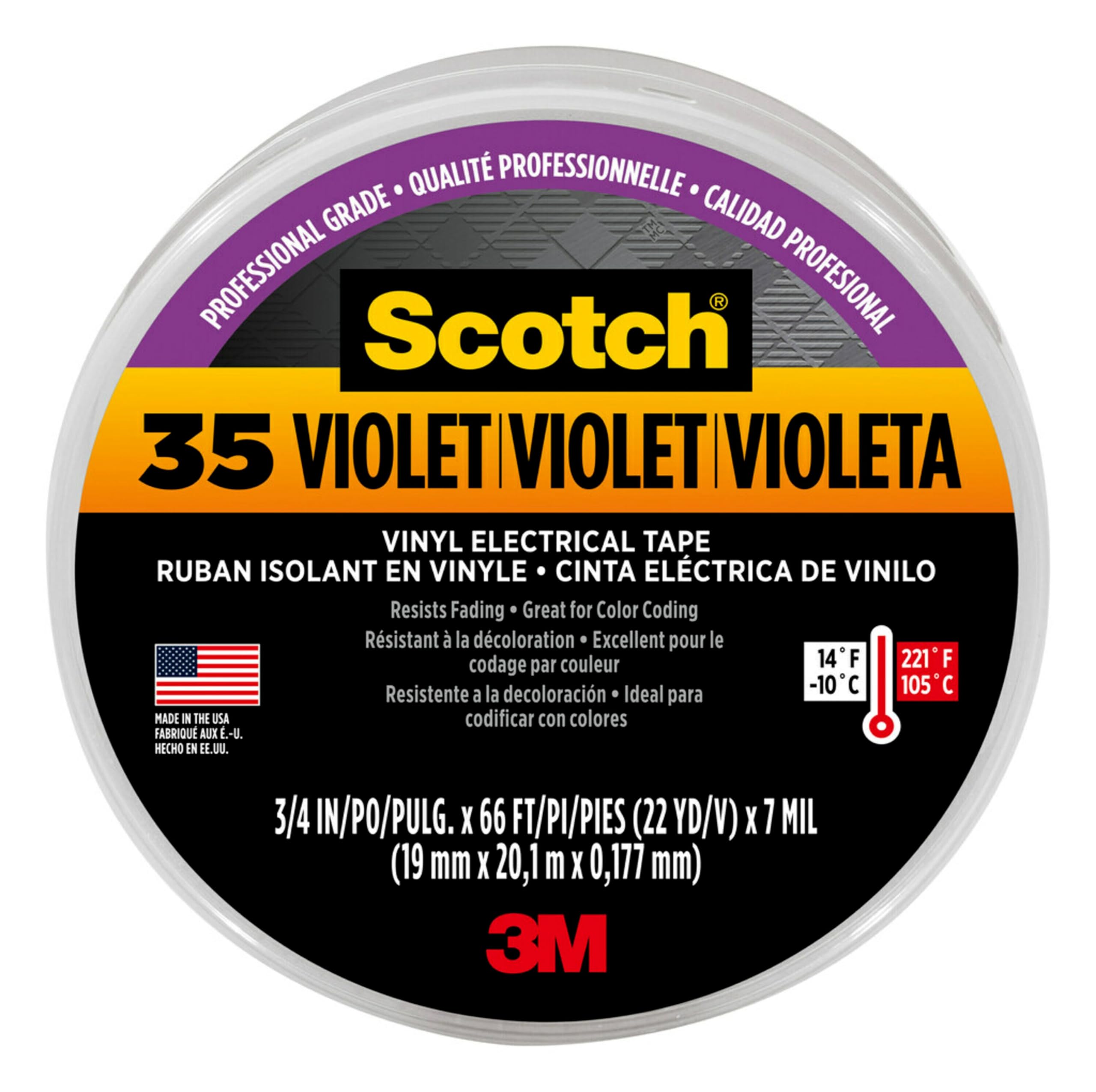 Fita Adesiva Scotch 3m Vinyl Color Coding Violet 20m