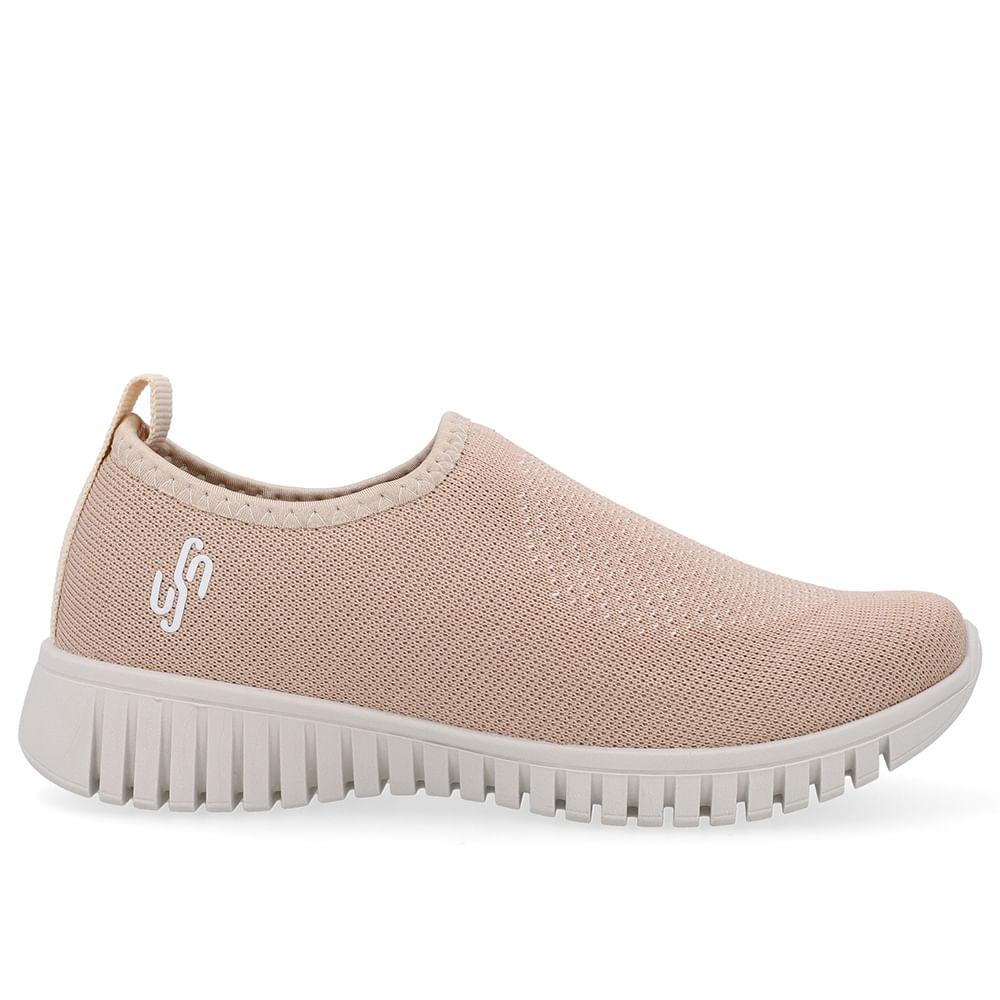 Tenis Usaflex Slip On Tricote Ref Ae2208013 Tricor Bege/branco 037