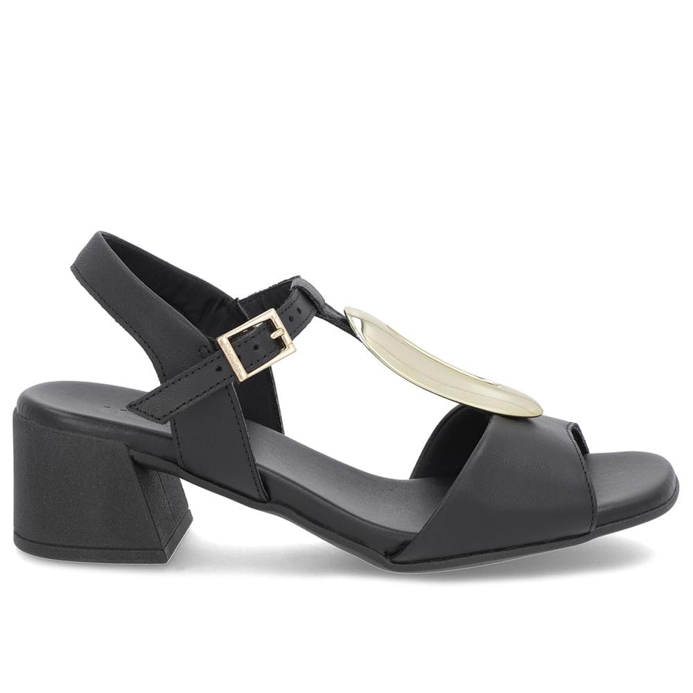 Sandalia Usaflex Salto Bloco Couro Ref Al20006 Preto 034