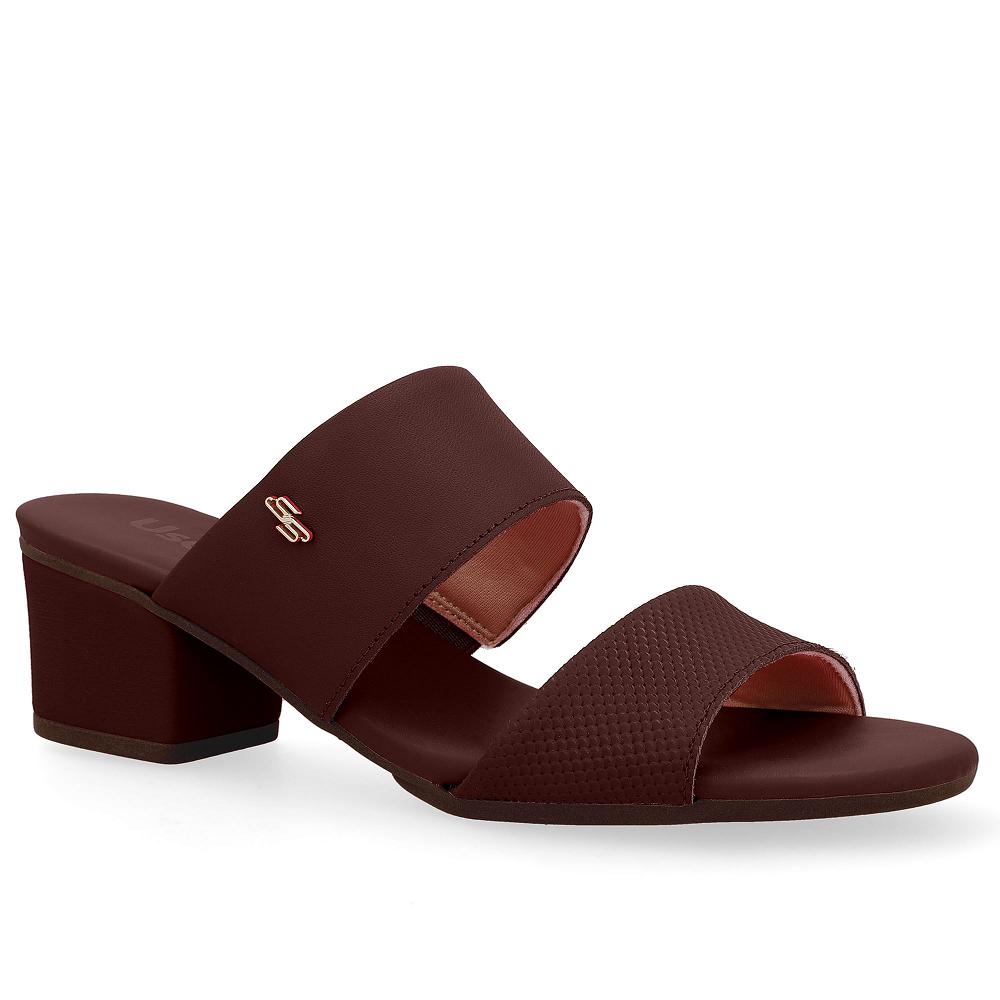 Tamanco Usaflex Salto Bloco Ref Ae3201 Marrom Escuro 38