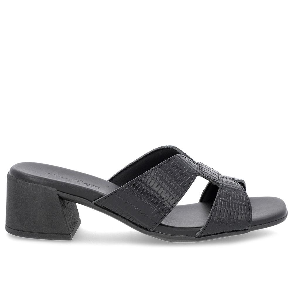 Tamanco Usaflex Salto Bloco Couro Ref Al20007 Preto 037