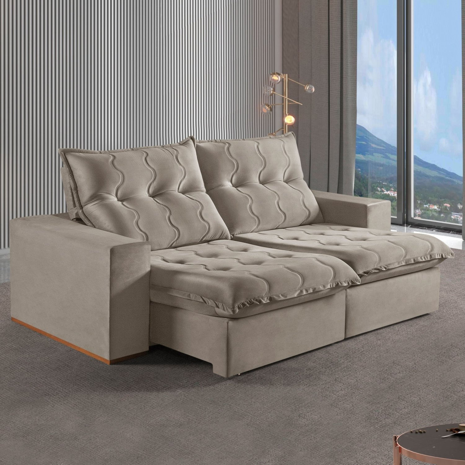 Sofá Retrátil E Reclinável 250cm M177 Capuccino