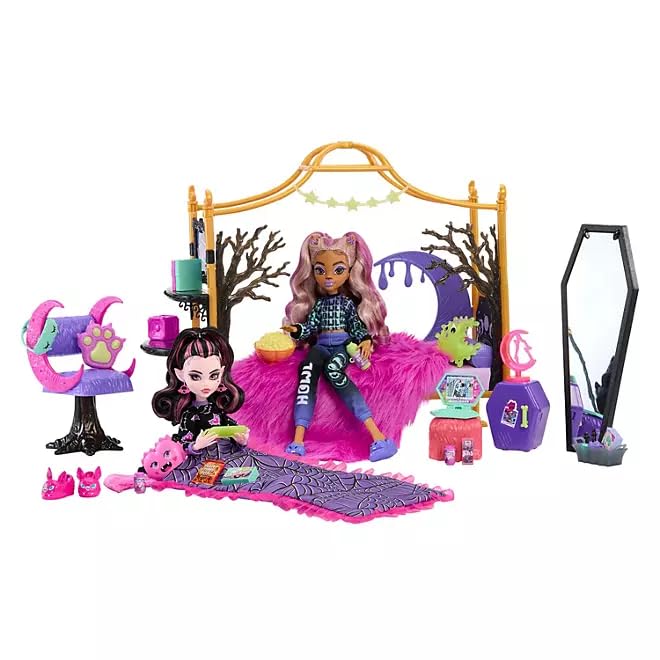 Conjunto De Brinquedos De Quarto Monster High Creepover Com Draculaura E Clawdeen