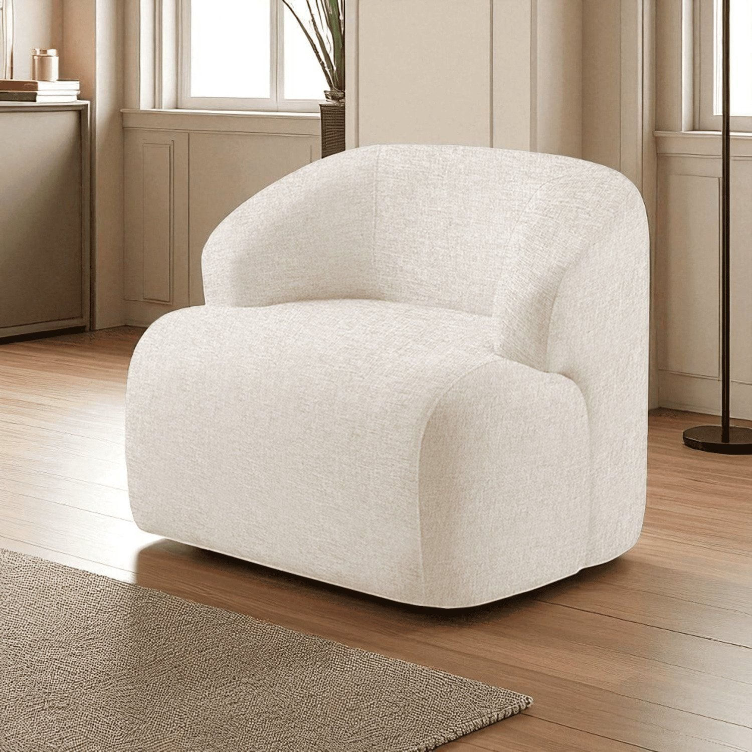 Poltrona Luxo Madeira Maciça Eucalipto Noah Bege Claro