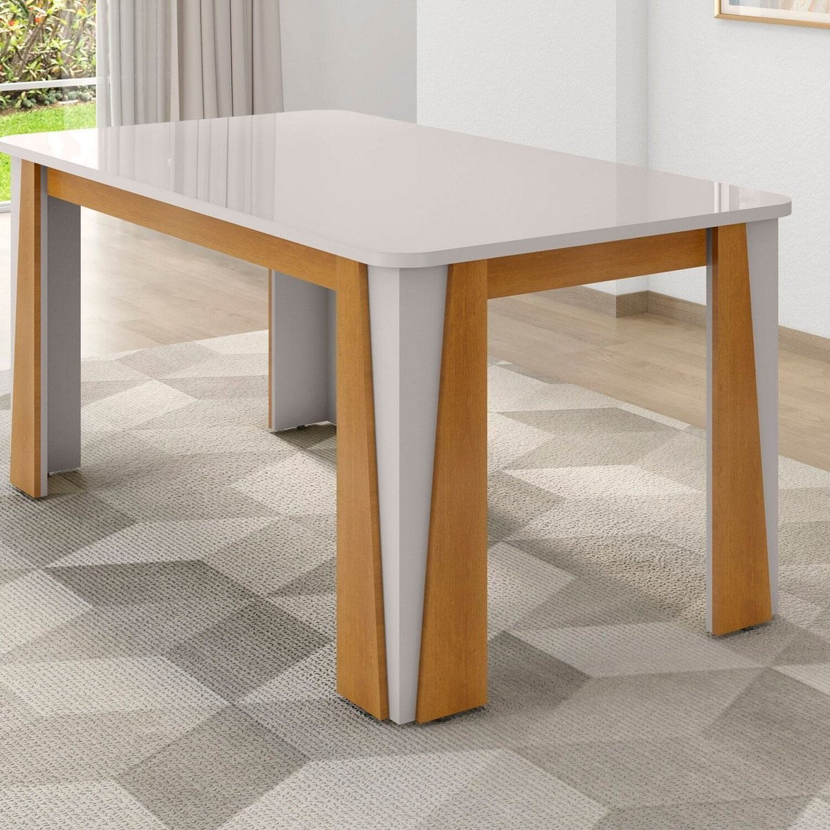 Mesa Para Sala De Jantar 6 Lugares Opera Naturalle/off-white