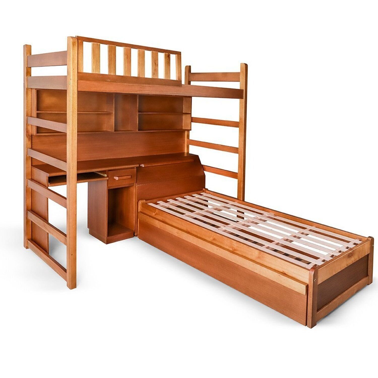 Treliche Reto Conjugado 100% Madeira Com Baú Mogno Mel