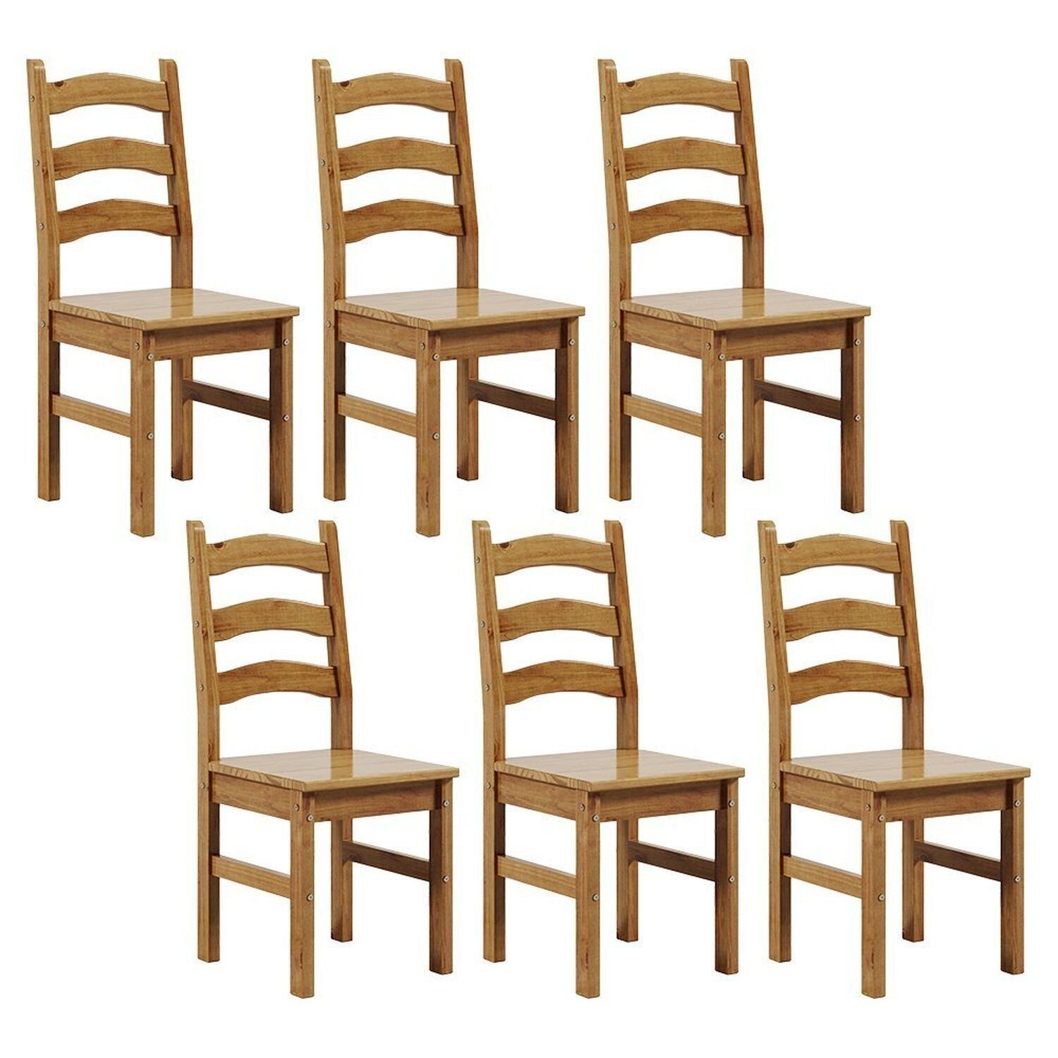 Kit 6 Cadeiras 100% Madeira Maciça Napoli Espresso Móveis Nogueira