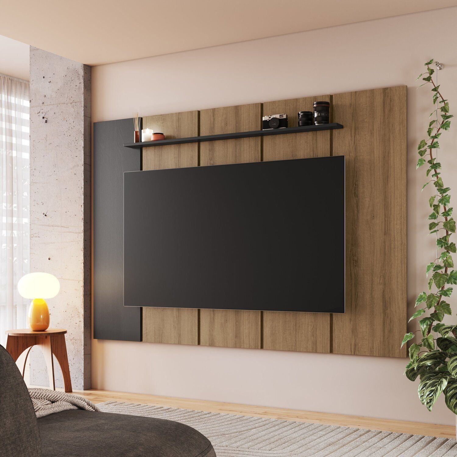 Painel Para Tv 75 Polegadas 200cm Paris Grafite/mel