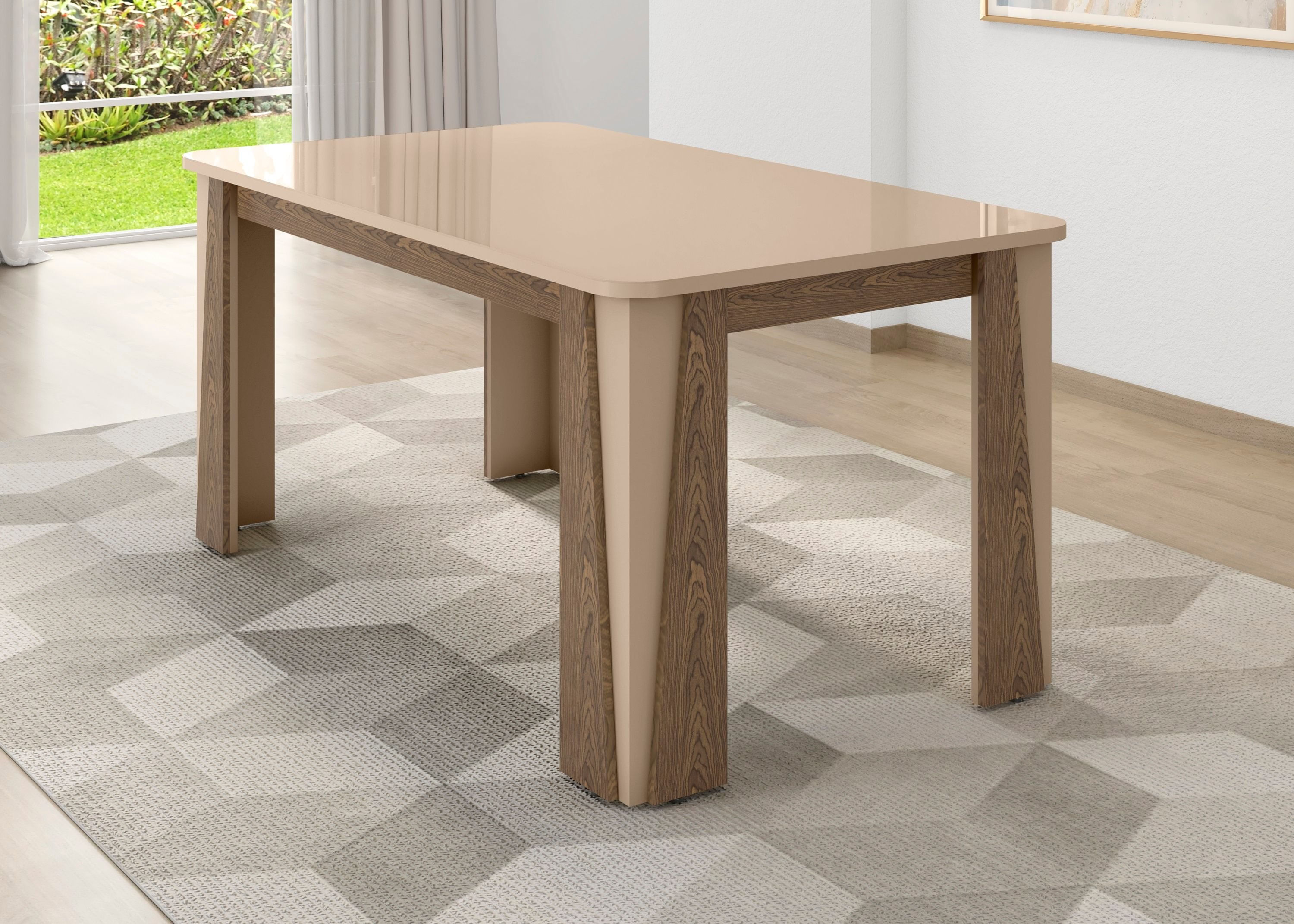 Mesa Para Sala De Jantar 6 Lugares Opera Fendi/carvalho