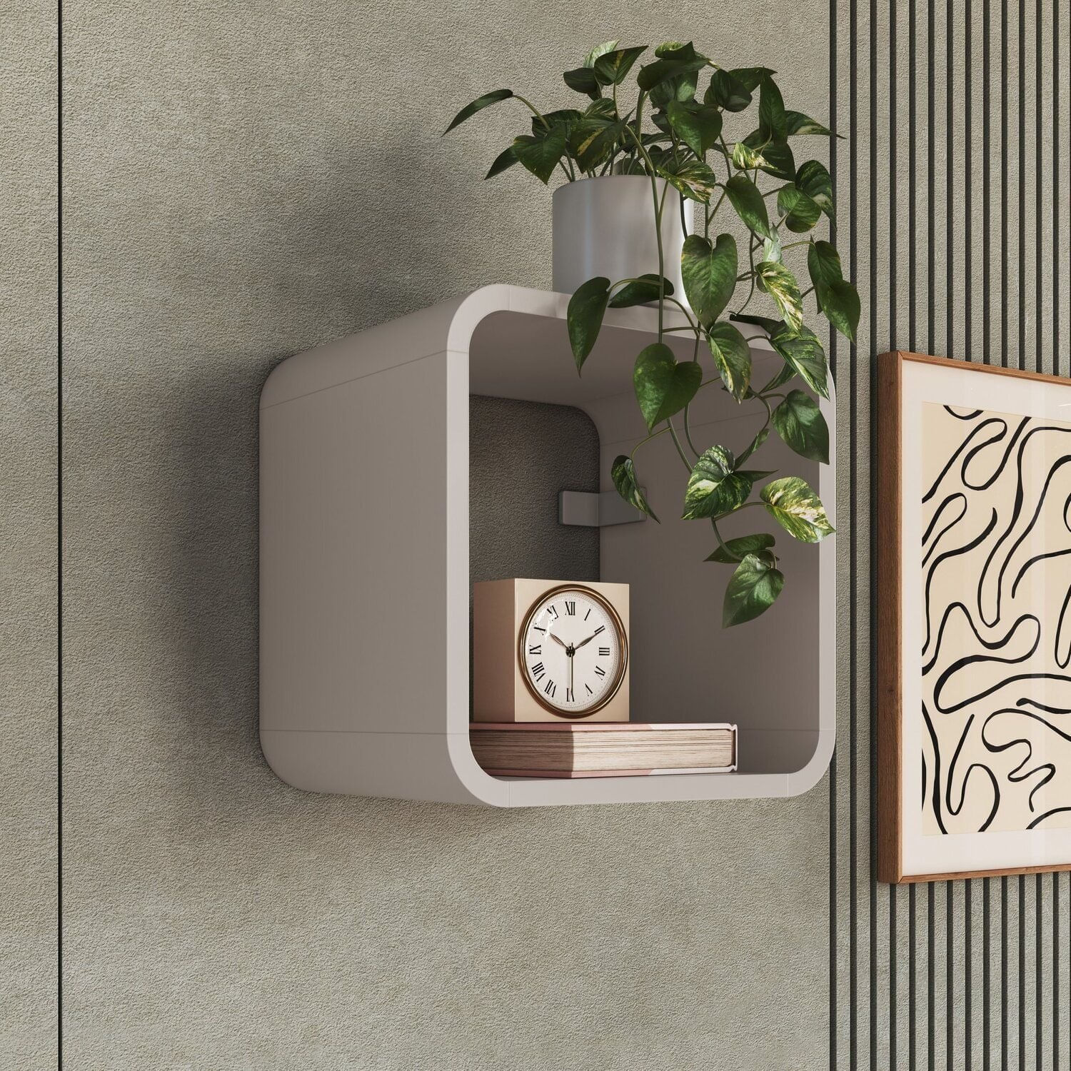 Nicho Para Quarto Simples 30x30cm Curve Bege Dunas